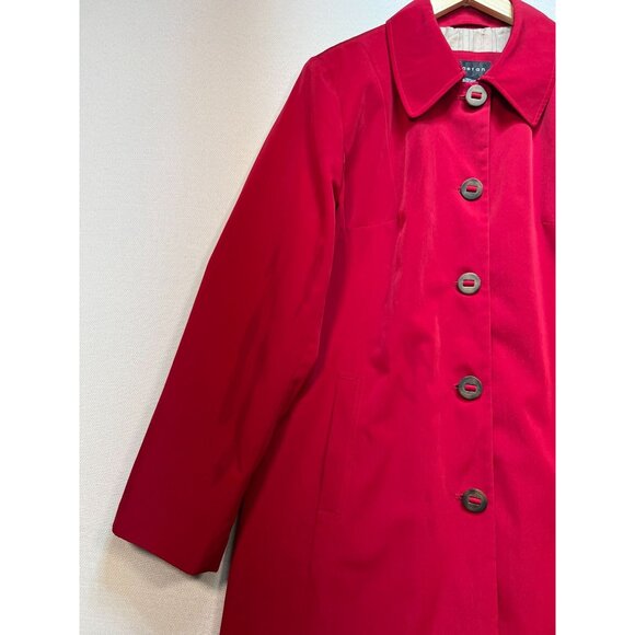 Braetan Women's Preppy Button Front Trench Coat Long Sleeve Size XL Red - Picture 5 of 10